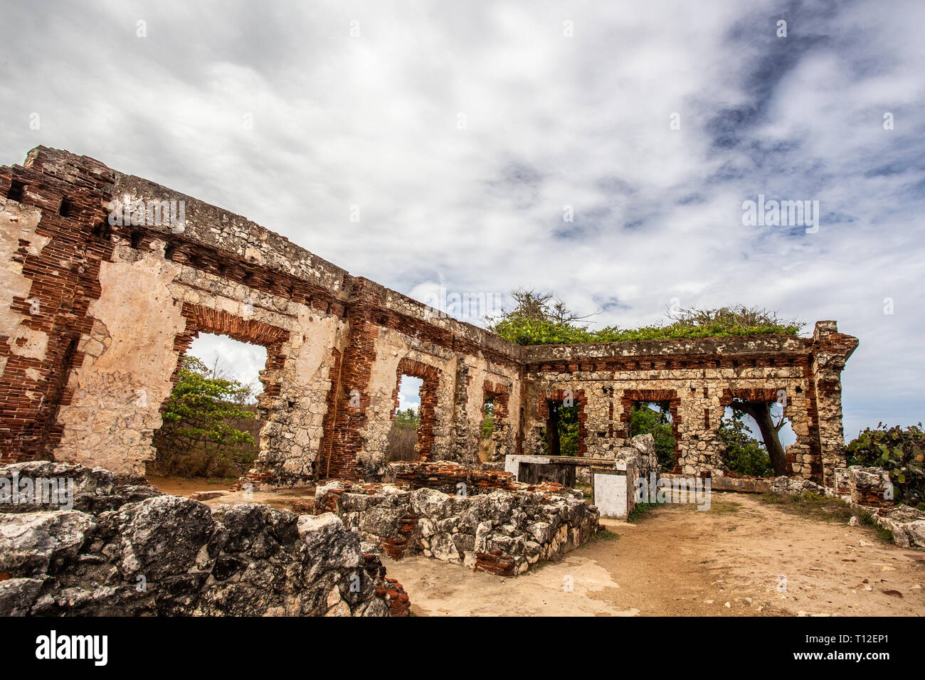 Storico Faro abbandonate rovine di Aguadilla, Porto Rico, Foto Stock