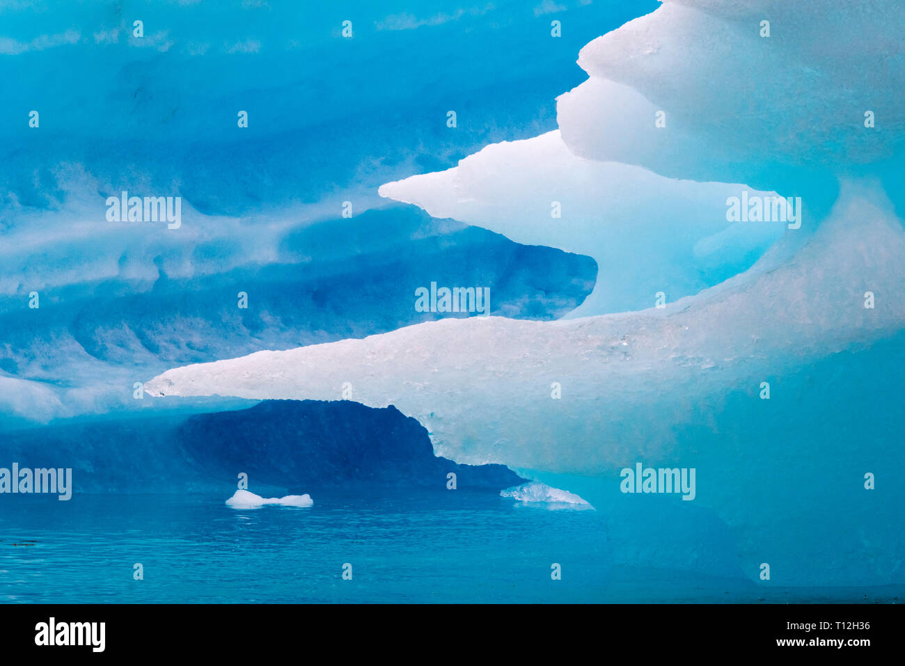 Close up di blu ghiaccio nel fiordo di Narsarsuaq, Groenlandia Foto Stock