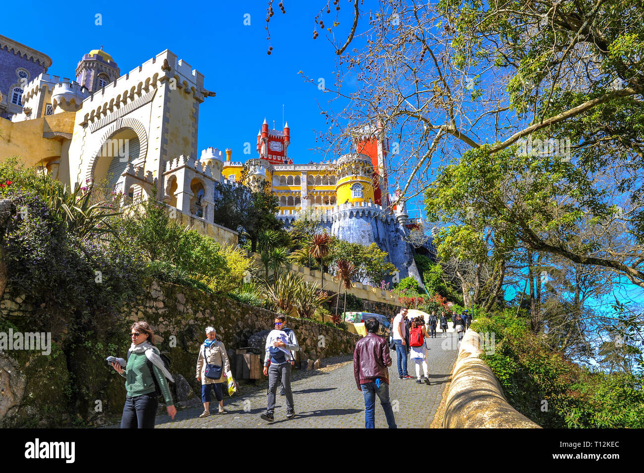 Vista sul Palazzo Pena. Sintra, Portogallo Foto Stock