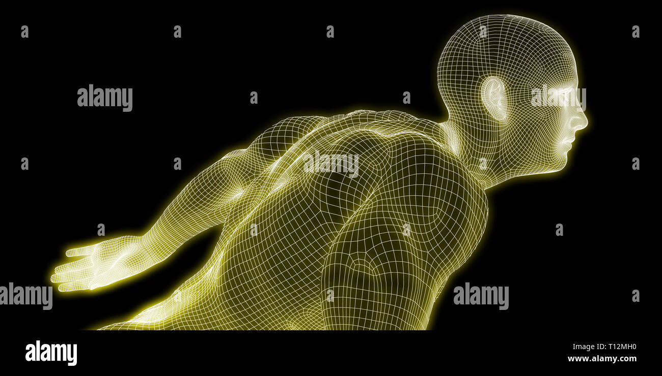 Visualizzazione medica di un corpo umano in movimento Foto Stock