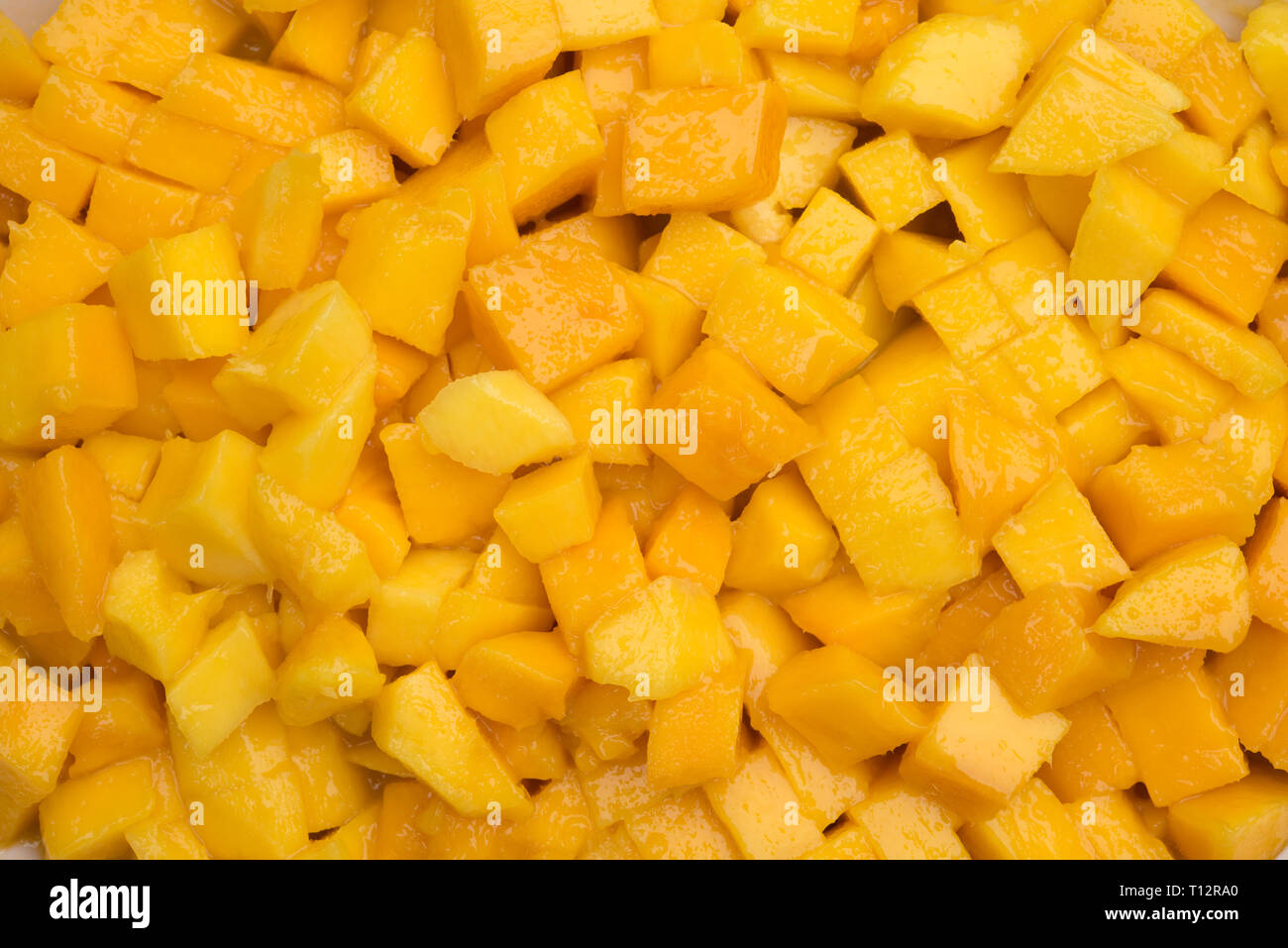 Succosa mango tagliati a pezzi, close-up. Foto Stock