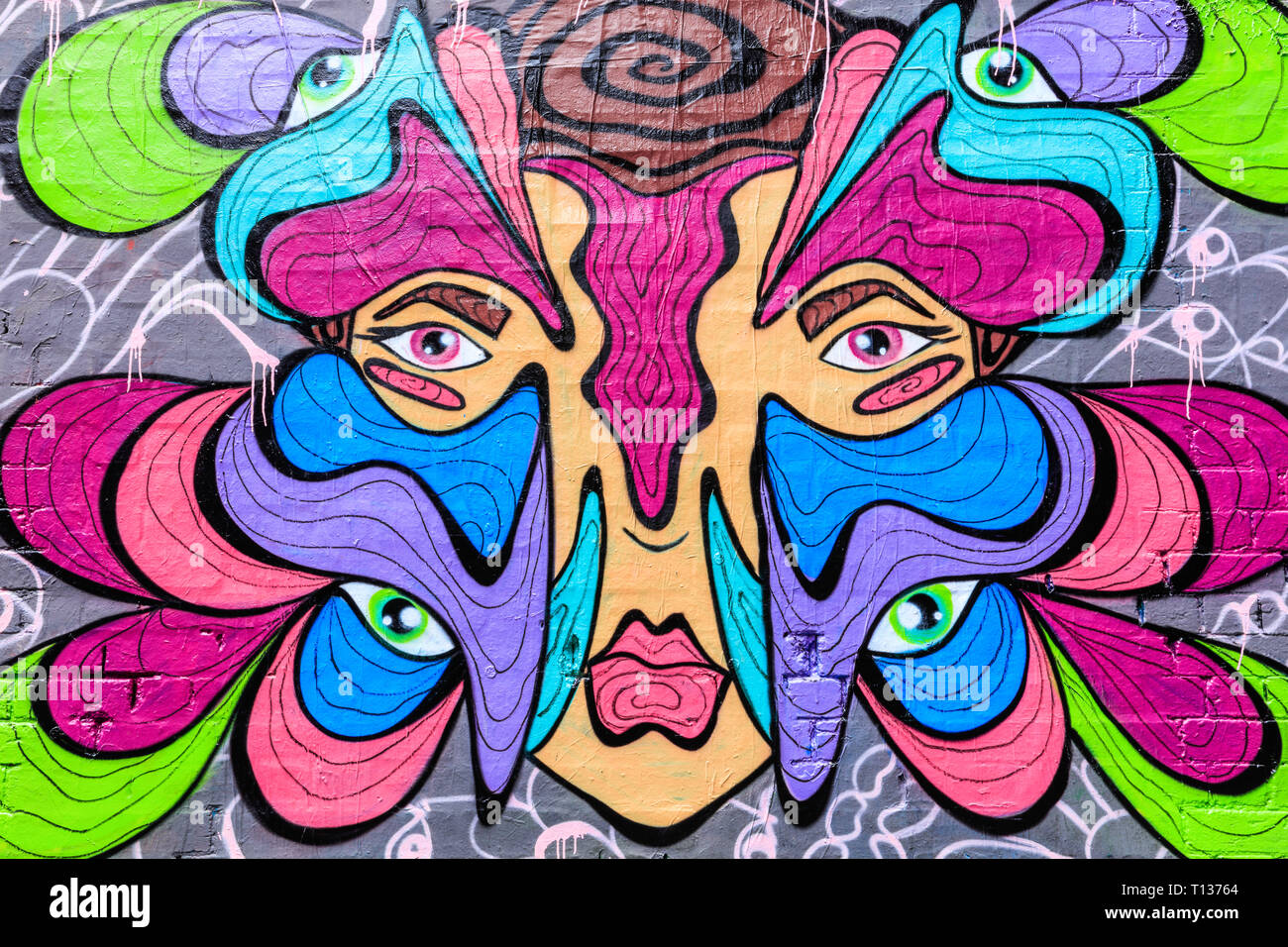 Arti di strada a Hosier Lane, CBD di Melbourne, Victoria, Australia. Foto Stock