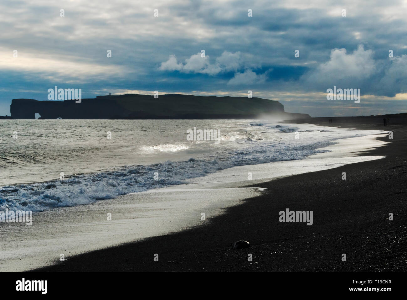 Spiaggia nera, Reynisfjara, Vik, Islanda Foto Stock