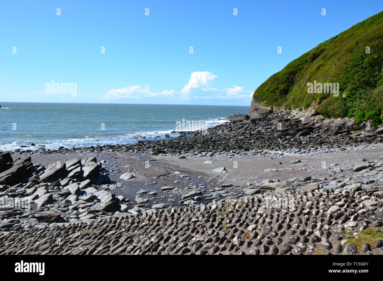 Lee Bay nella Valle delle rocce, vicino a Lynton e Lynmouth, Devon, Regno Unito Foto Stock