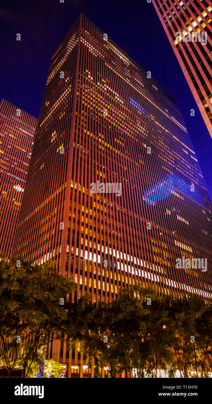 New York City grattacieli durante il tramonto Foto Stock