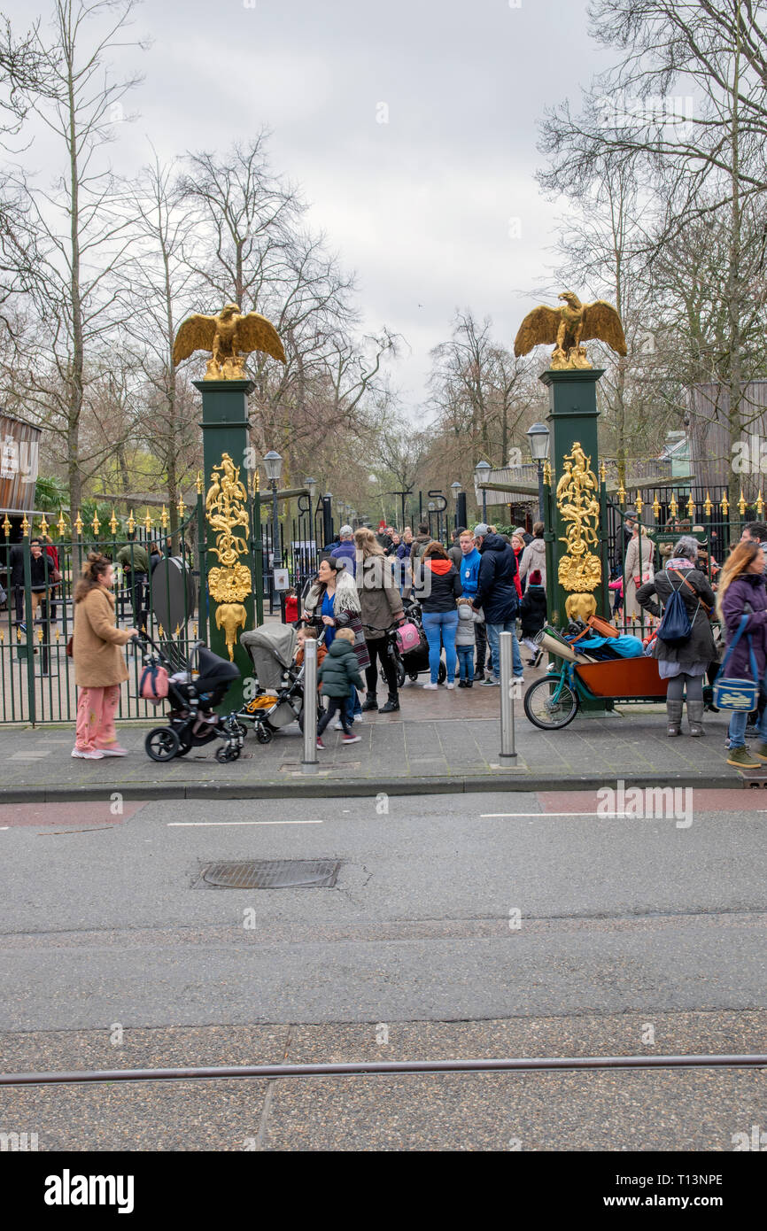 Entrata dell'Artis Zoo sotto la pioggia a Amsterdam Paesi Bassi 2019 Foto Stock