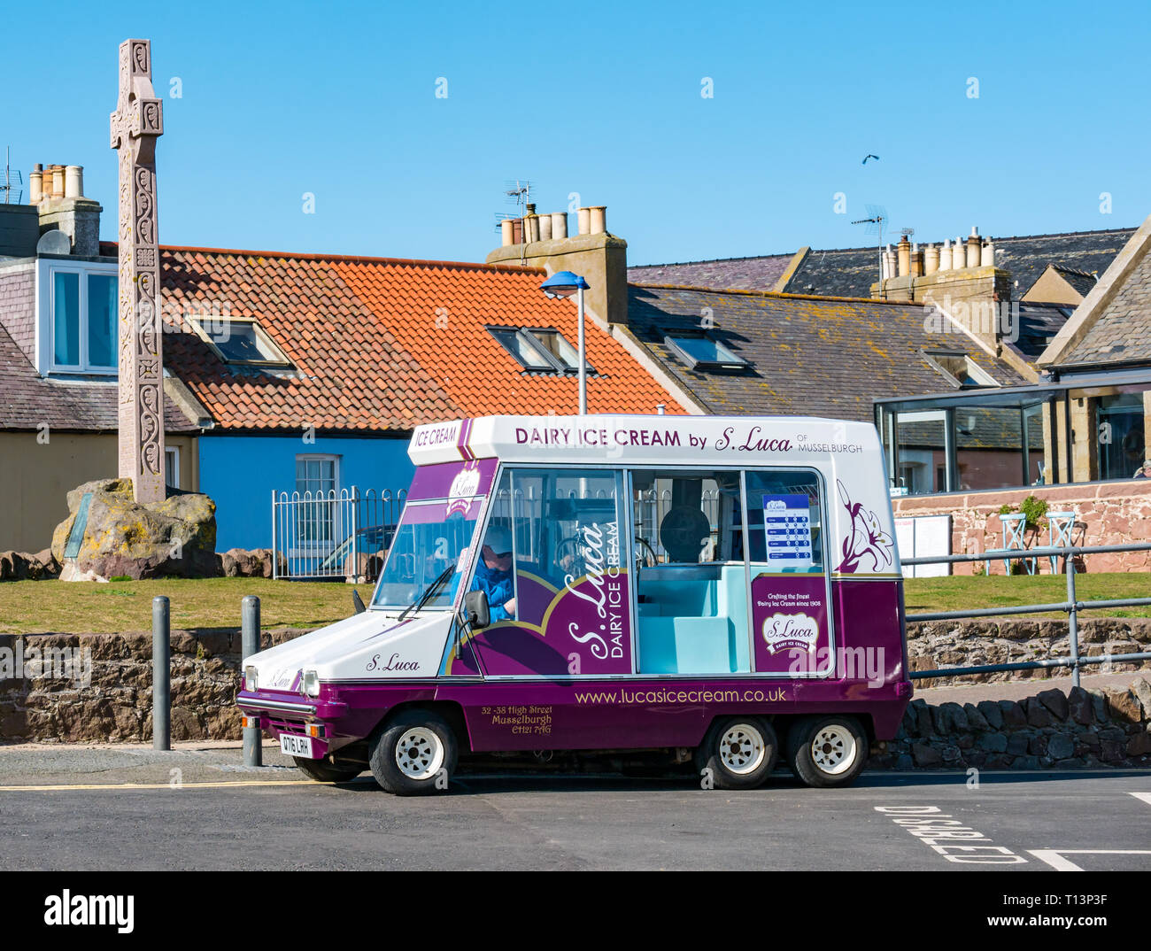 S Luca ice cream van a East Beach, Milsey Bay, North Berwick, East Lothian, Scozia, Regno Unito Foto Stock