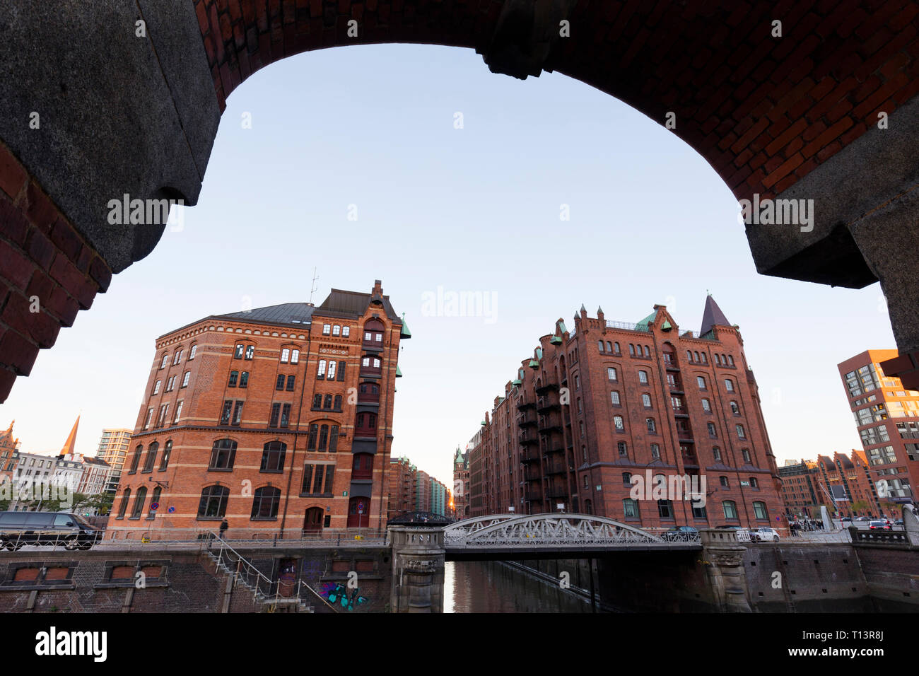 Germania, Amburgo, Speicherstadt, vecchio magazzino Foto Stock