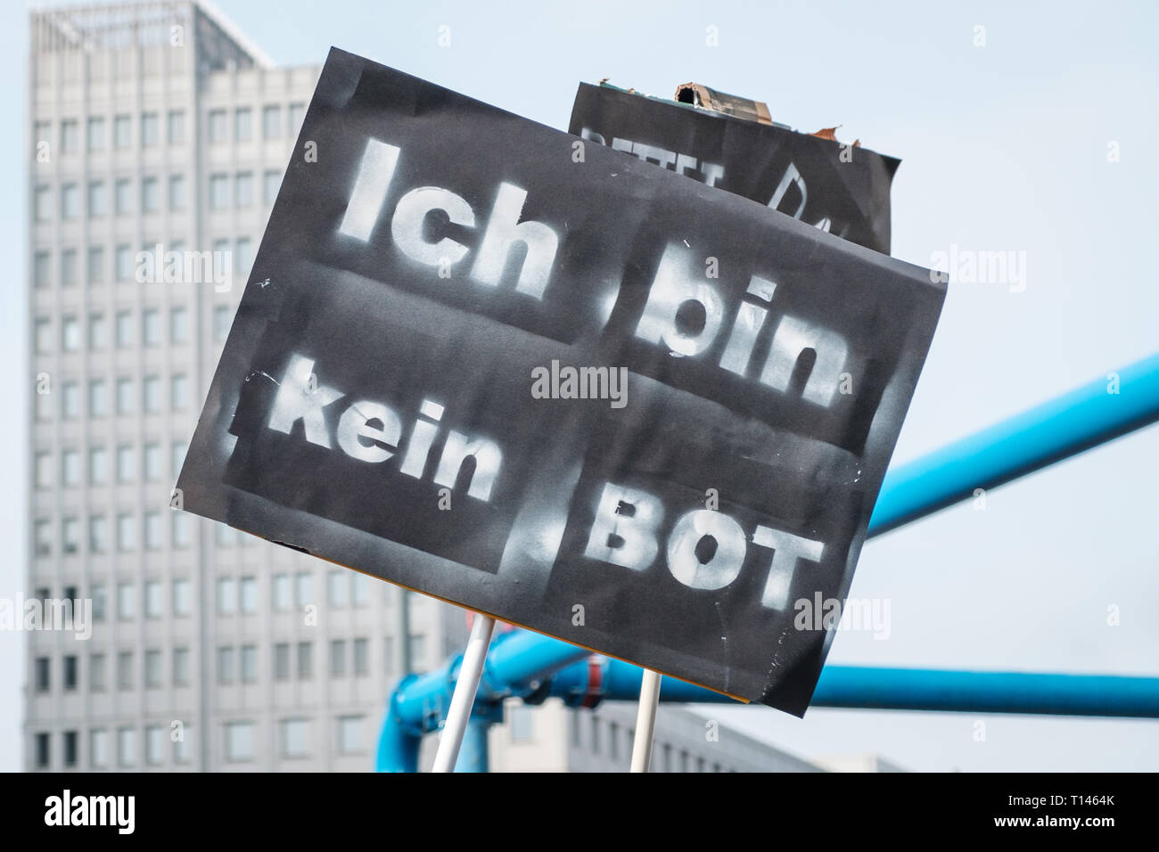 Berlino, Germania - 23 marzo 2019: dimostrazione contro UE riforma copyright / articolo 11 e articolo 13 a Berlino Germania. Foto Stock