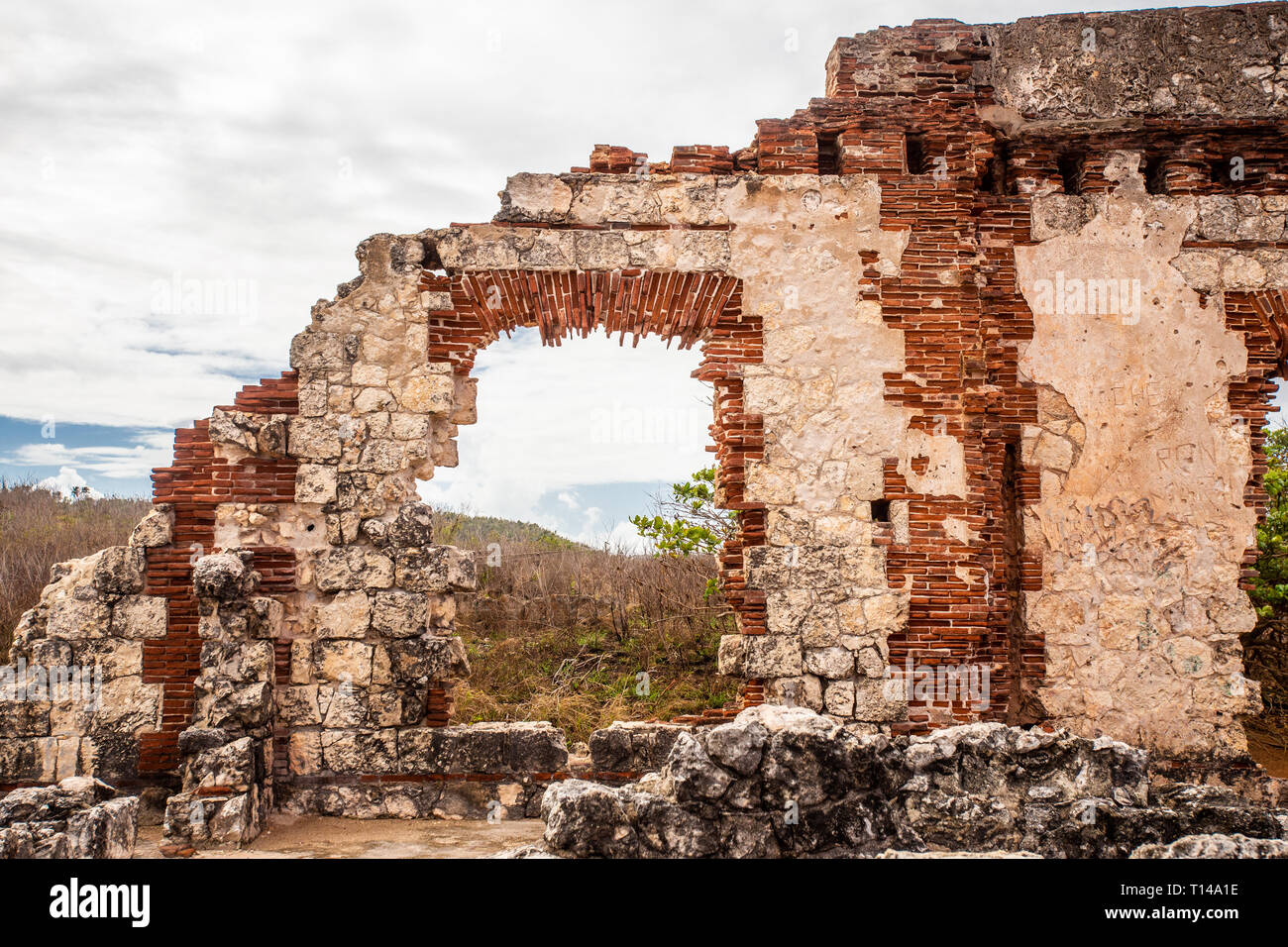 Storico Faro abbandonate rovine di Aguadilla, Porto Rico, Foto Stock