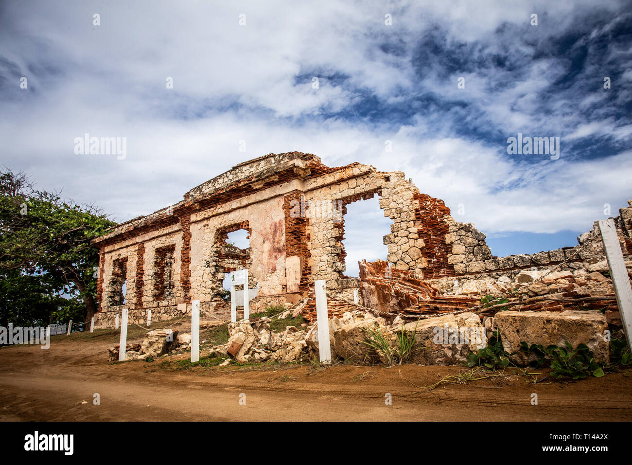 Storico Faro abbandonate rovine di Aguadilla, Porto Rico, Foto Stock