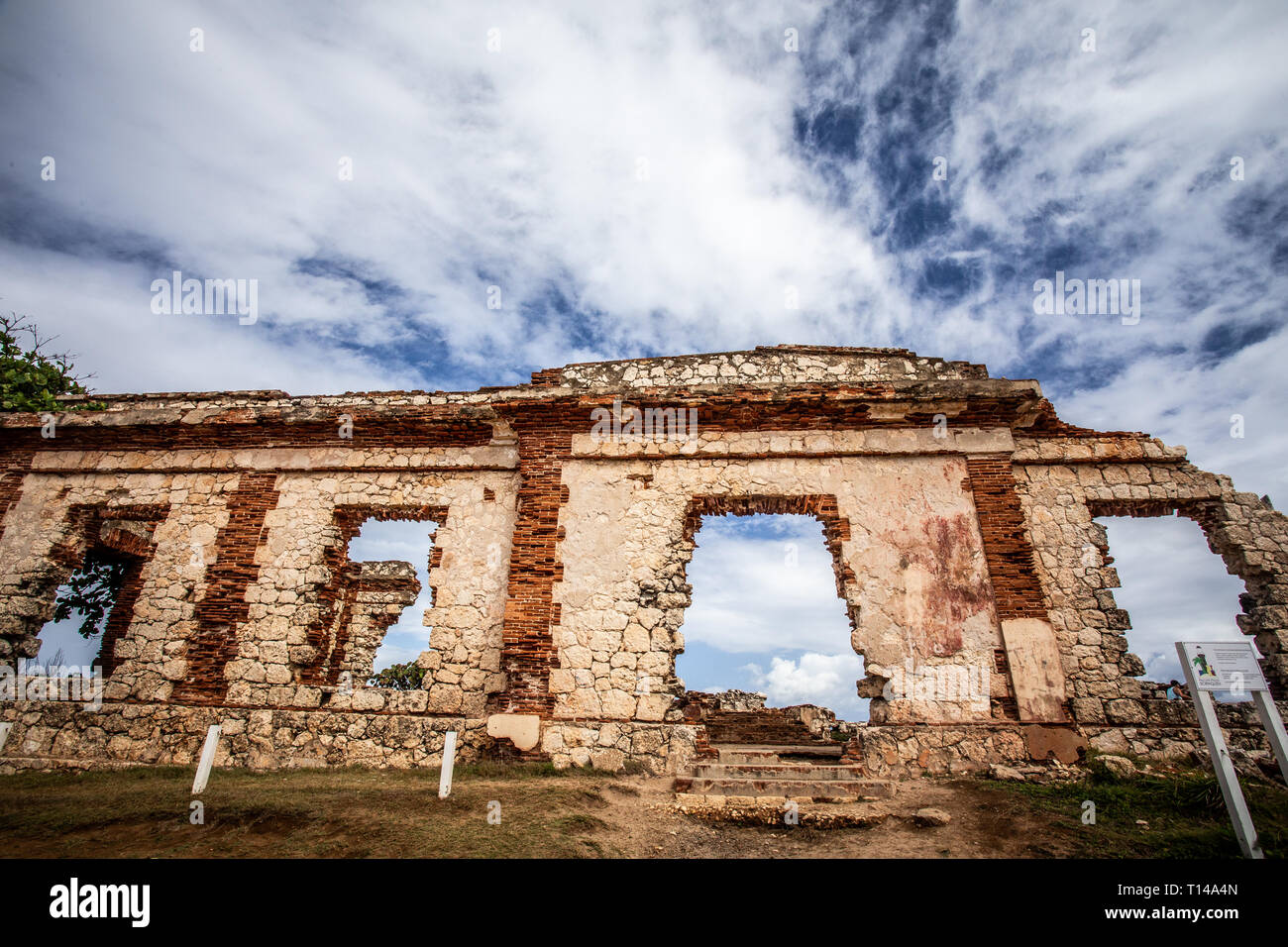 Storico Faro abbandonate rovine di Aguadilla, Porto Rico, Foto Stock