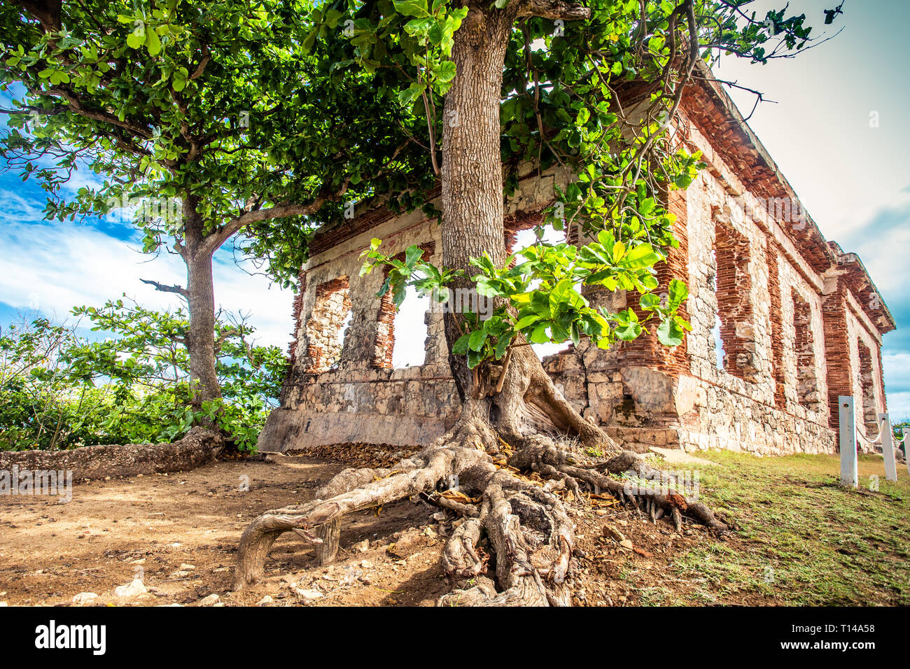 Storico Faro abbandonate rovine di Aguadilla, Porto Rico, Foto Stock