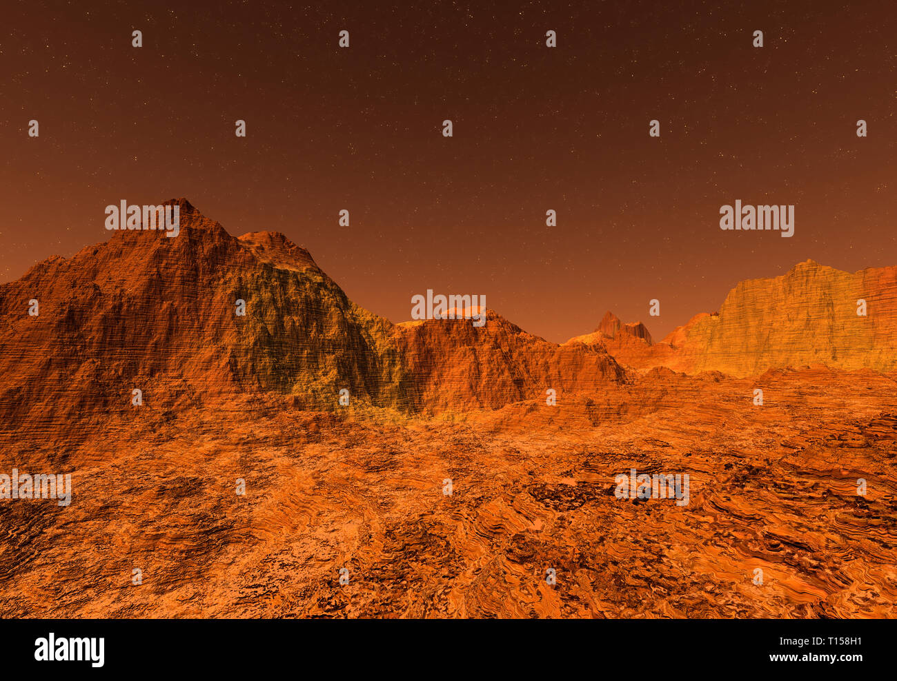 3D reso illustrazione della superficie del pianeta Marte Foto Stock