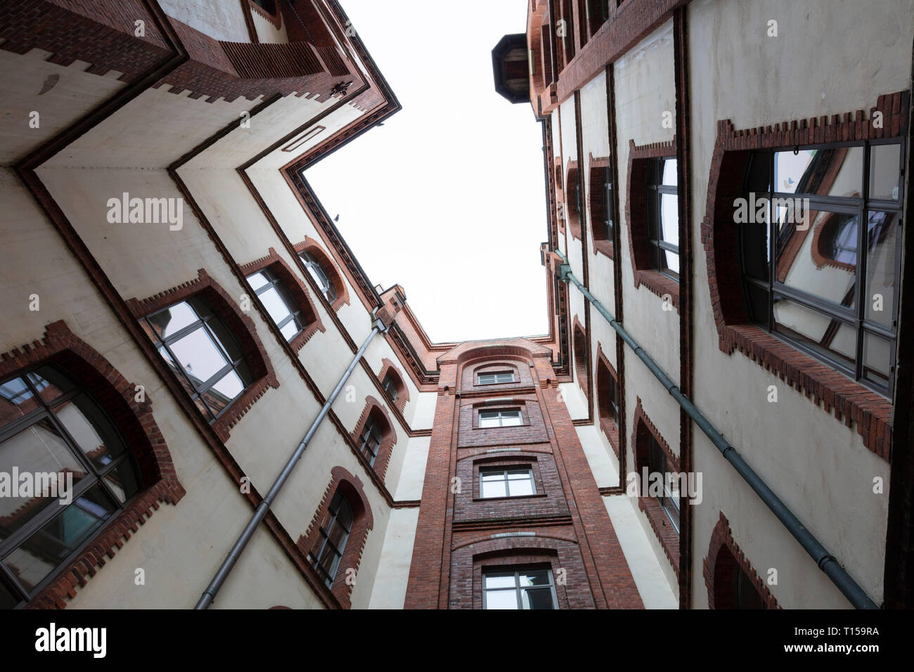 Germania, Amburgo, Speicherstadt, vecchio magazzino, cortile Foto Stock