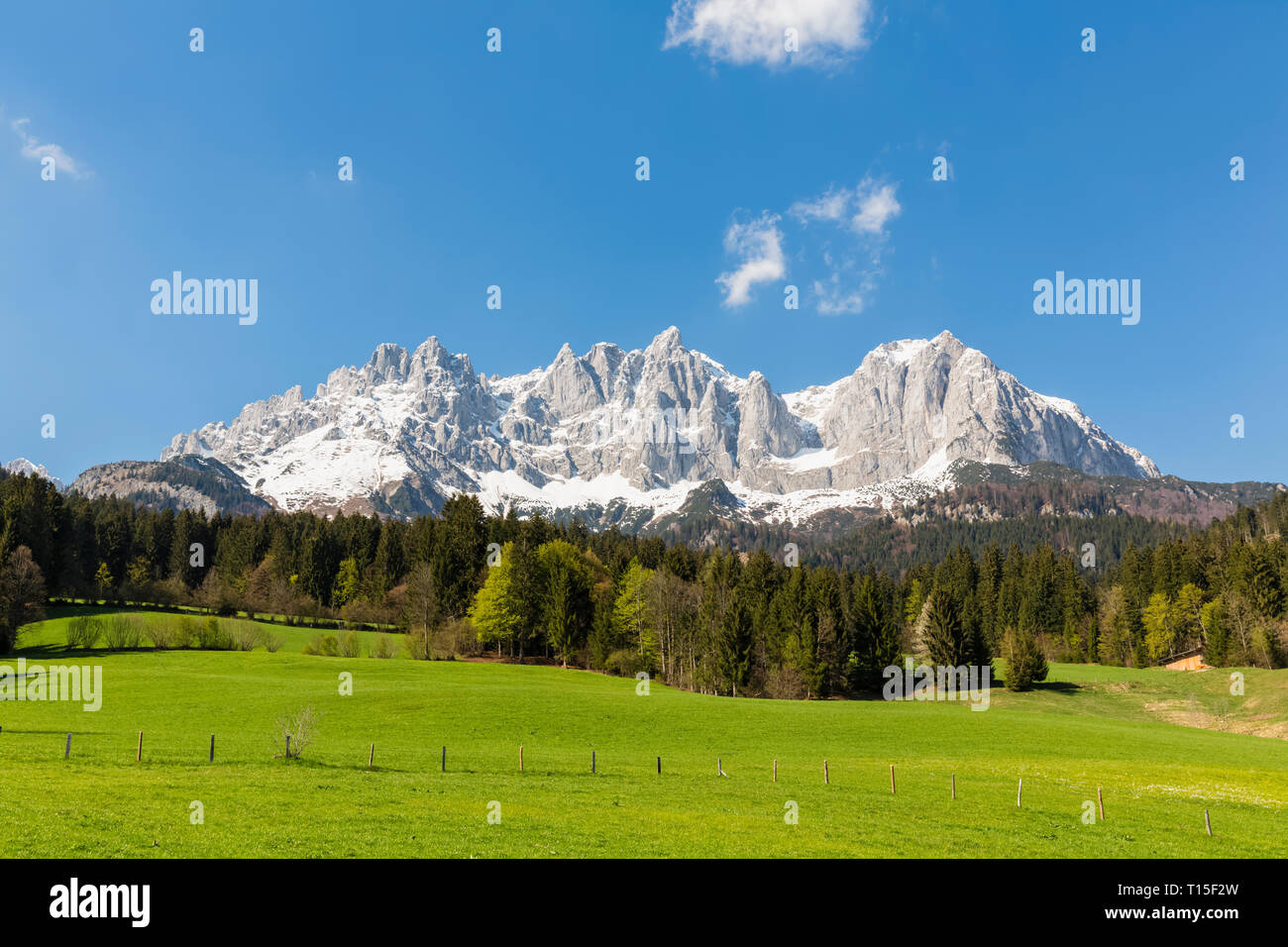 Austria, Tirolo, Going am Wilden Kaiser, Wilder Kaiser, Kaiser Montagne Foto Stock