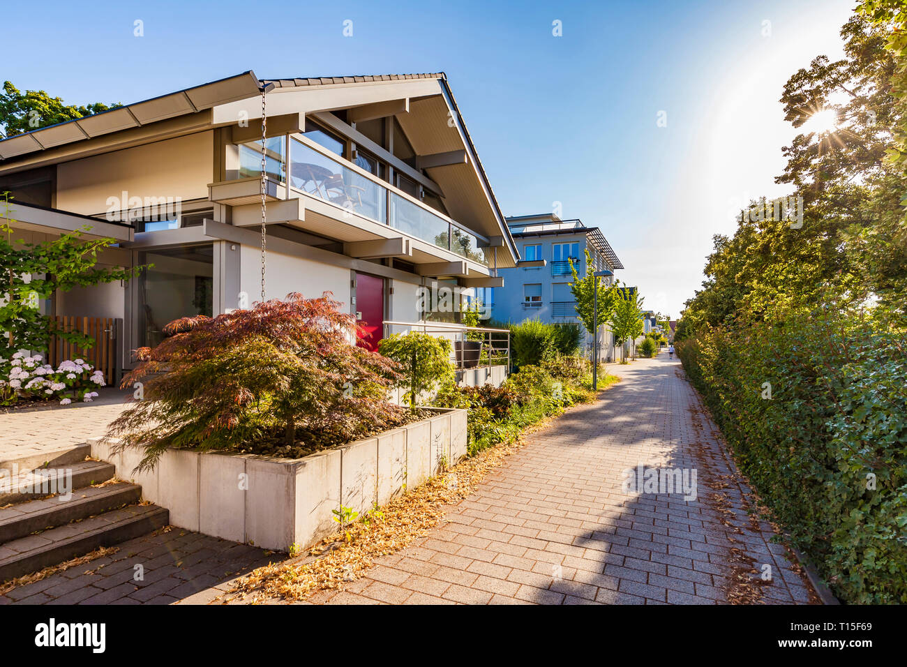 Germania, Ludwigsburg, moderna casa unifamiliare a luce solare Foto Stock