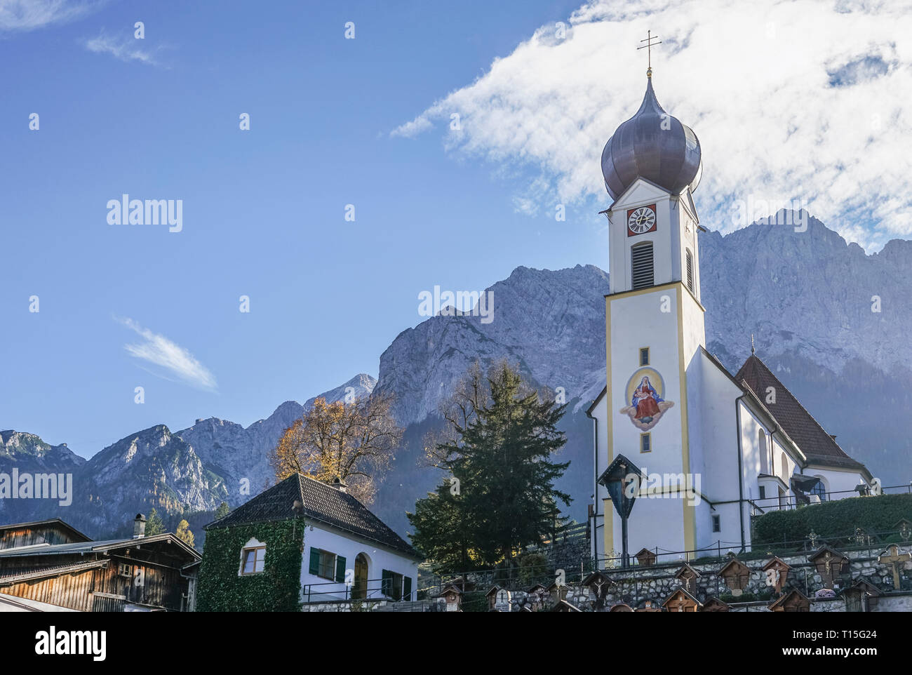 In Germania, in Baviera, Garmisch-Partenkirchen, Grainau, chiesa parrocchiale di San Giovanni Battista Foto Stock