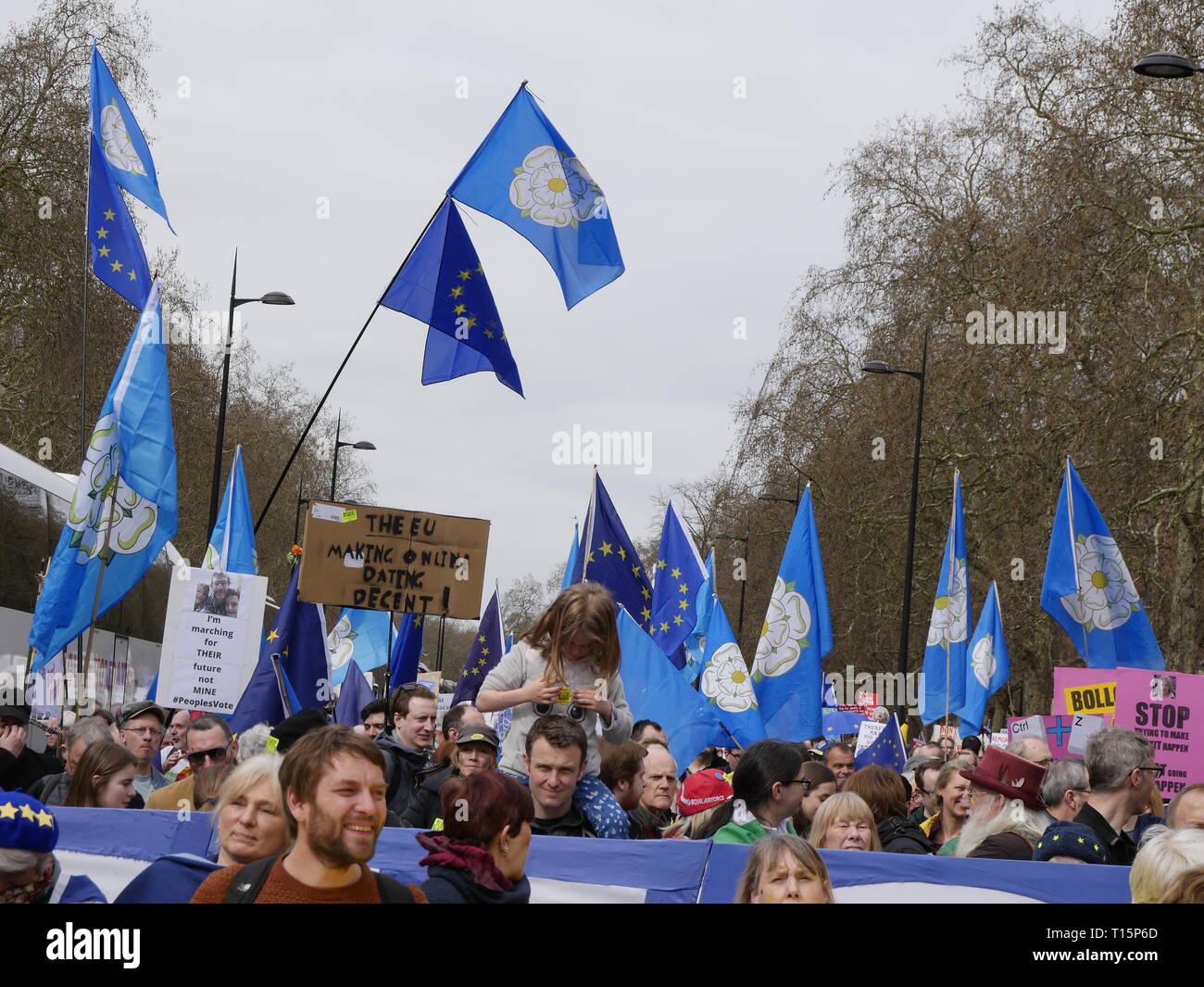 Londra, Inghilterra. 23 marzo, 2019. Migliaia di persone da marzo a Westminster per chiedere un secondo referendum sulla necessità o meno che la Gran Bretagna dovrebbe lasciare l'UE. Credito: Anna Stowe/Alamy Live News Foto Stock