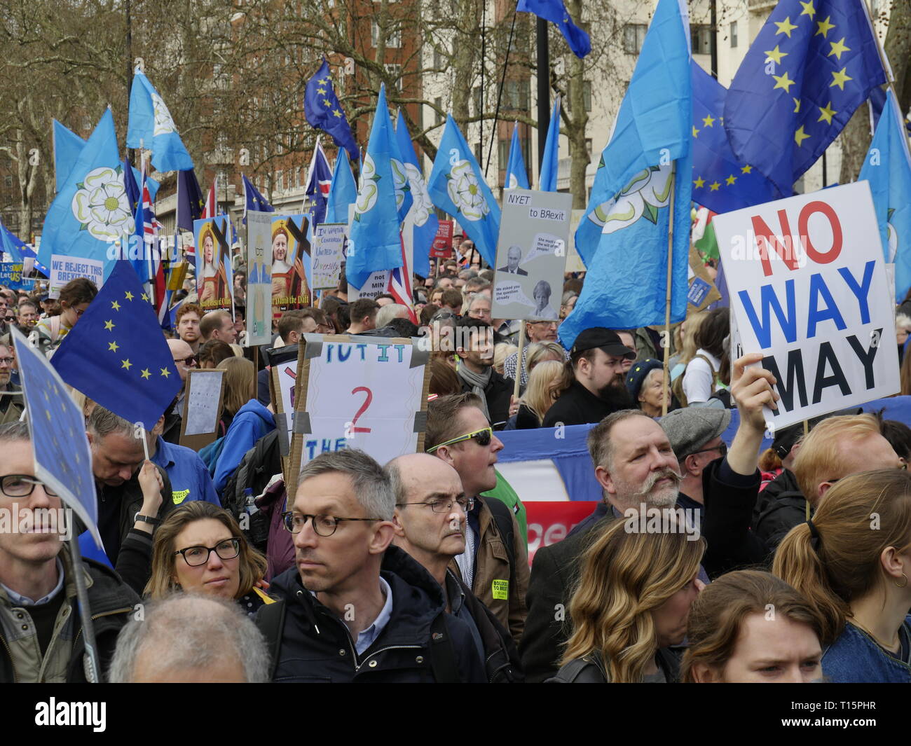 Londra, Inghilterra. 23 marzo, 2019. Migliaia di persone da marzo a Westminster per chiedere un secondo referendum sulla necessità o meno che la Gran Bretagna dovrebbe lasciare l'UE. Credito: Anna Stowe/Alamy Live News Foto Stock
