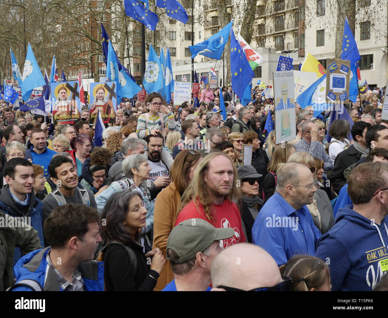 Londra, Inghilterra. 23 marzo, 2019. Migliaia di persone da marzo a Westminster per chiedere un secondo referendum sulla necessità o meno che la Gran Bretagna dovrebbe lasciare l'UE. Credito: Anna Stowe/Alamy Live News Foto Stock