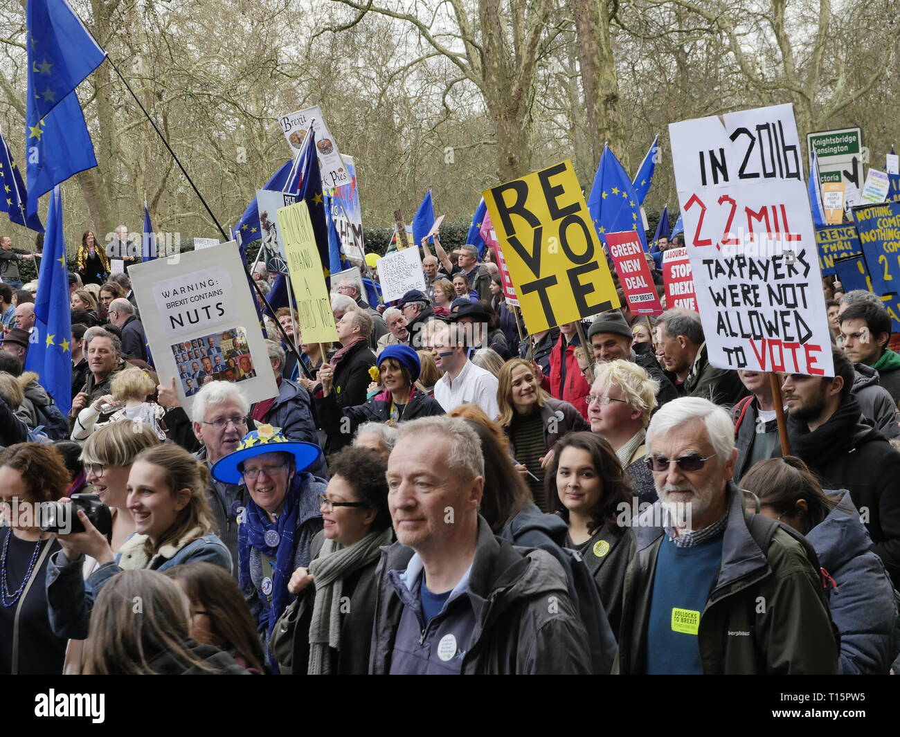 Londra, Inghilterra. 23 marzo, 2019. Migliaia di persone da marzo a Westminster per chiedere un secondo referendum sulla necessità o meno che la Gran Bretagna dovrebbe lasciare l'UE. Credito: Anna Stowe/Alamy Live News Foto Stock