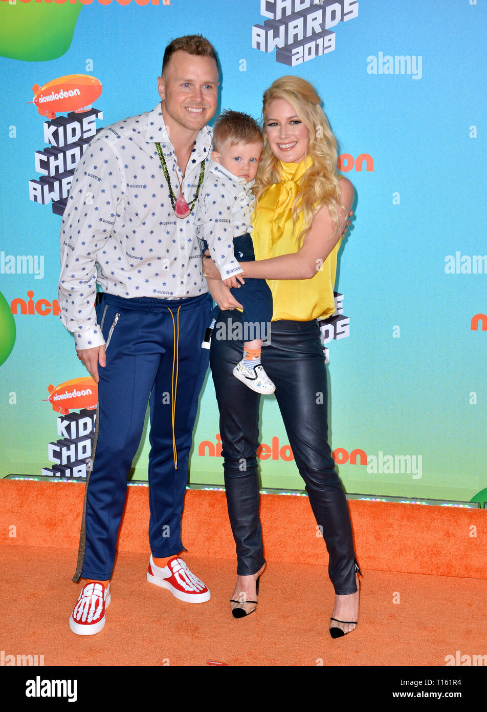 Los Angeles, Stati Uniti d'America. 23 Mar, 2019. Spencer Pratt, Heidi Montag Pratt & Gunner Pratt a Nickelodeon's Kids' Choice Awards 2019 presso la USC Galen Center. Immagine: Paul Smith/Featureflash Credito: Paul Smith/Alamy Live News Foto Stock