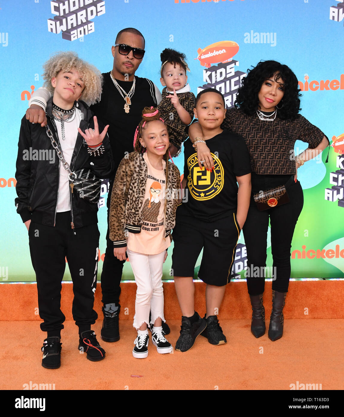 Los Angeles, California, USA. 23 Mar, 2019. 23 Marzo 2019 - Los Angeles, California - T.I., Tameka ''tiny'' Harris. 2019 Nickeldeon Kid's Choice Awards tenutosi presso l'USC Galen Center. Photo credit: Birdie Thompson/AdMedia Credito: Birdie Thompson/AdMedia/ZUMA filo/Alamy Live News Foto Stock