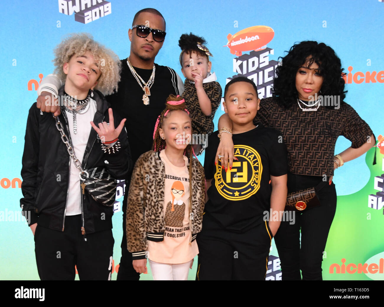 Los Angeles, California, USA. 23 Mar, 2019. 23 Marzo 2019 - Los Angeles, California - T.I., Tameka ''tiny'' Harris. 2019 Nickeldeon Kid's Choice Awards tenutosi presso l'USC Galen Center. Photo credit: Birdie Thompson/AdMedia Credito: Birdie Thompson/AdMedia/ZUMA filo/Alamy Live News Foto Stock