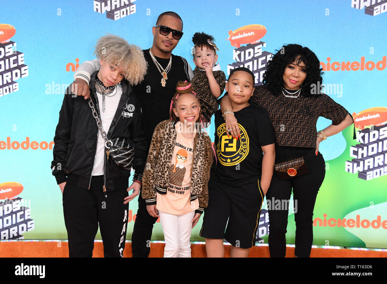 Los Angeles, California, USA. 23 Mar, 2019. 23 Marzo 2019 - Los Angeles, California - T.I., Tameka ''tiny'' Harris. 2019 Nickeldeon Kid's Choice Awards tenutosi presso l'USC Galen Center. Photo credit: Birdie Thompson/AdMedia Credito: Birdie Thompson/AdMedia/ZUMA filo/Alamy Live News Foto Stock
