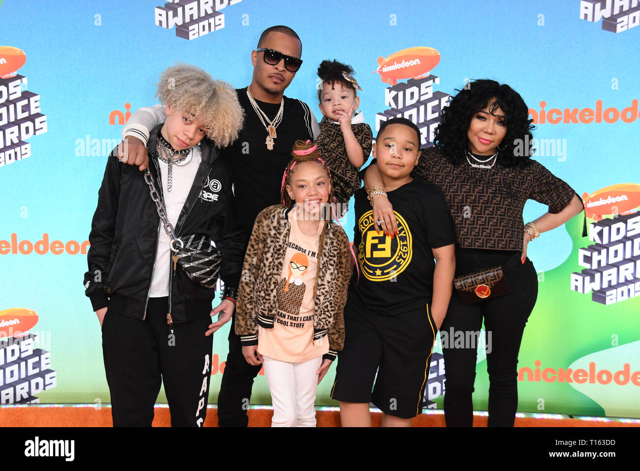 Los Angeles, California, USA. 23 Mar, 2019. 23 Marzo 2019 - Los Angeles, California - T.I., Tameka ''tiny'' Harris. 2019 Nickeldeon Kid's Choice Awards tenutosi presso l'USC Galen Center. Photo credit: Birdie Thompson/AdMedia Credito: Birdie Thompson/AdMedia/ZUMA filo/Alamy Live News Foto Stock