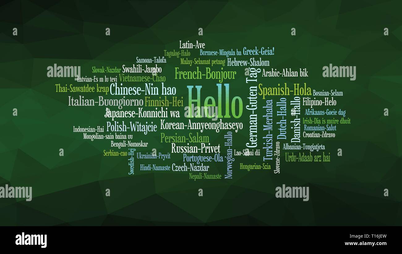 Hello Word Cloud, mostra equivalenti di "hello", come a dire che in molte lingue, vettore ESP10 Illustrazione Vettoriale