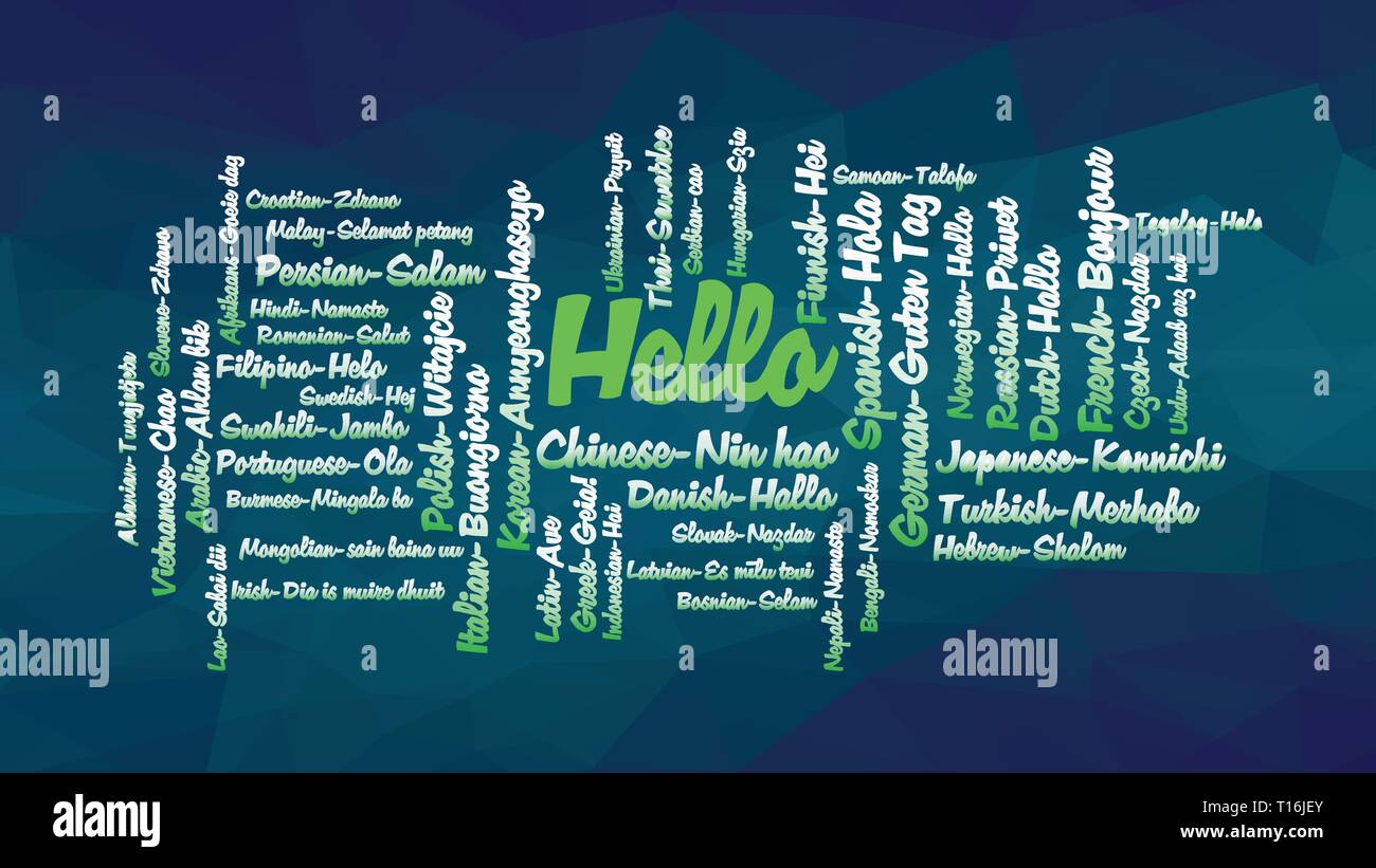 Hello Word Cloud, mostra equivalenti di "hello", come a dire che in molte lingue, vettore ESP10 Illustrazione Vettoriale