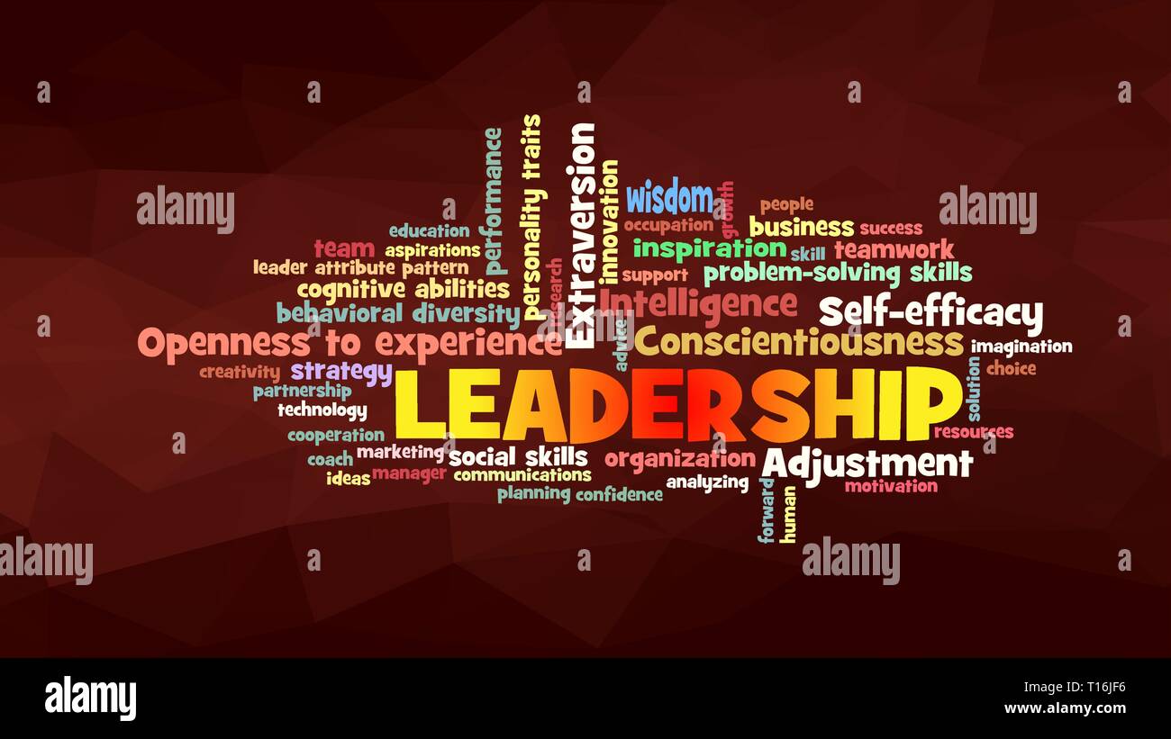 Parola di leadership Cloud, mostra parole correlate alla leadership e leader attributo concetto di pattern, vettore Illustrazione Vettoriale