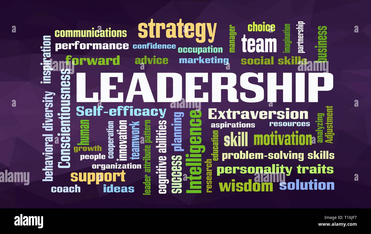 Parola di leadership Cloud, mostra parole correlate alla leadership e leader attributo concetto di pattern, vettore Illustrazione Vettoriale