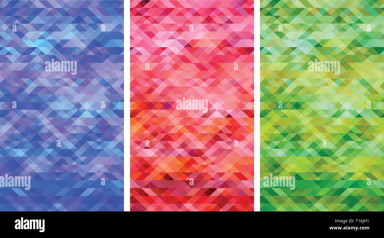 Elegante blu rosso verde abstract poligono impostare lo sfondo vettoriale. Adatto per smartphone Illustrazione Vettoriale