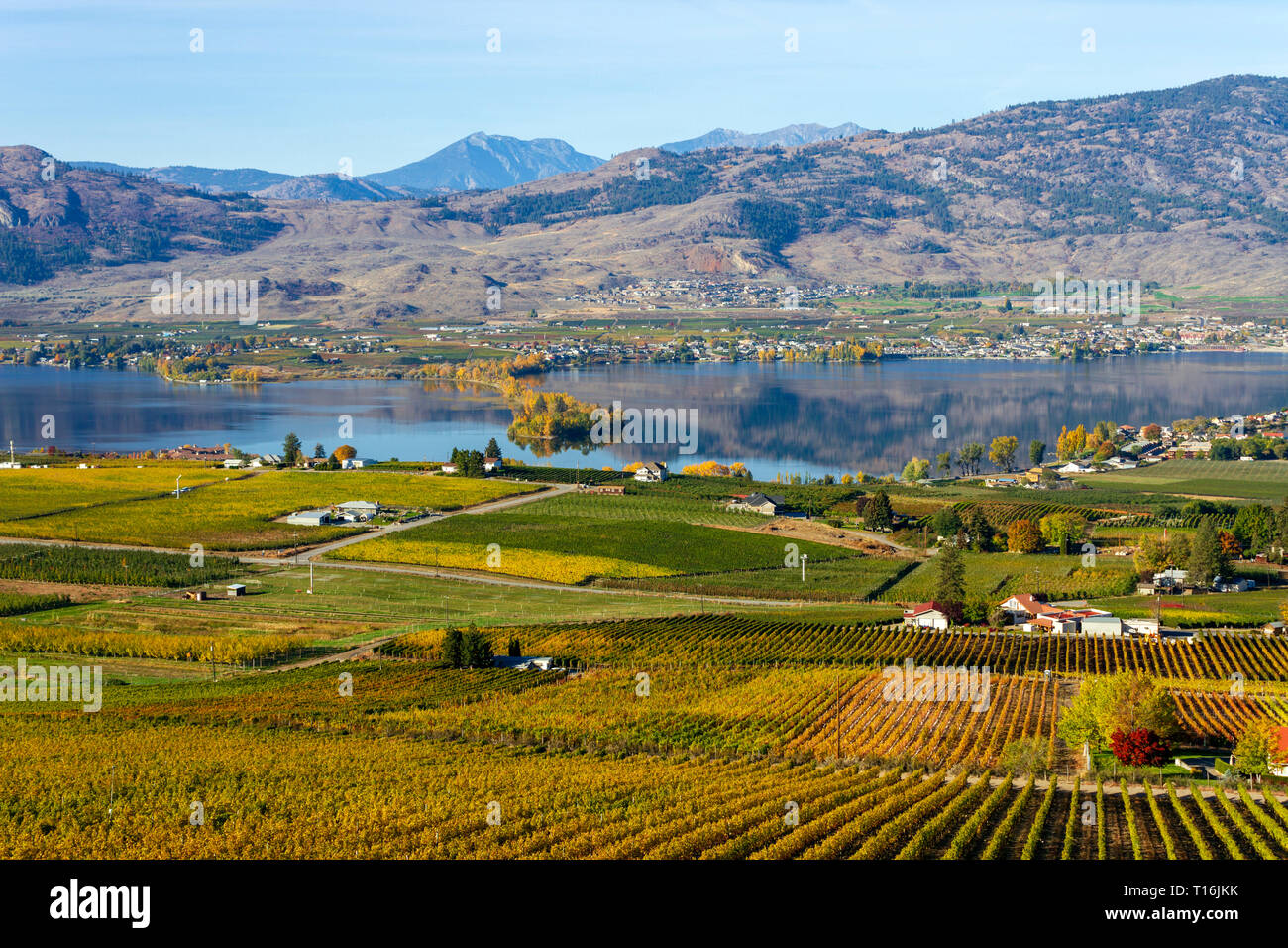 Consente di visualizzare la città di Osoyoos e Lago Okanagan, British Columbia, Canada. Osoyoos è una città nella Okanagan Valley regione della British Columbia, Canada Foto Stock