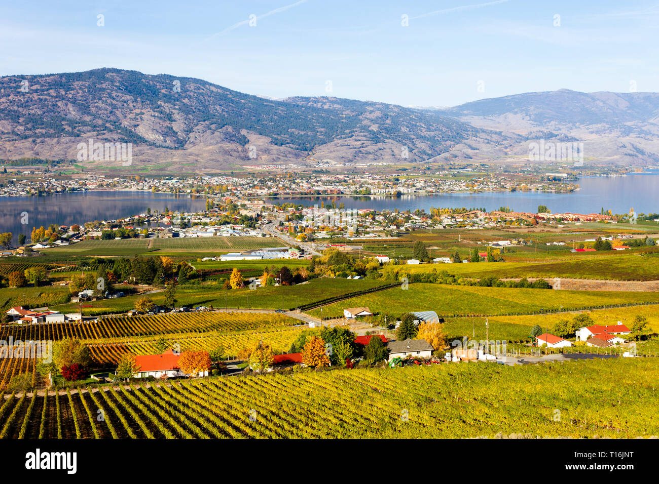 Consente di visualizzare la città di Osoyoos e Lago Okanagan, British Columbia, Canada. Osoyoos è una città nella Okanagan Valley regione della British Columbia, Canada Foto Stock