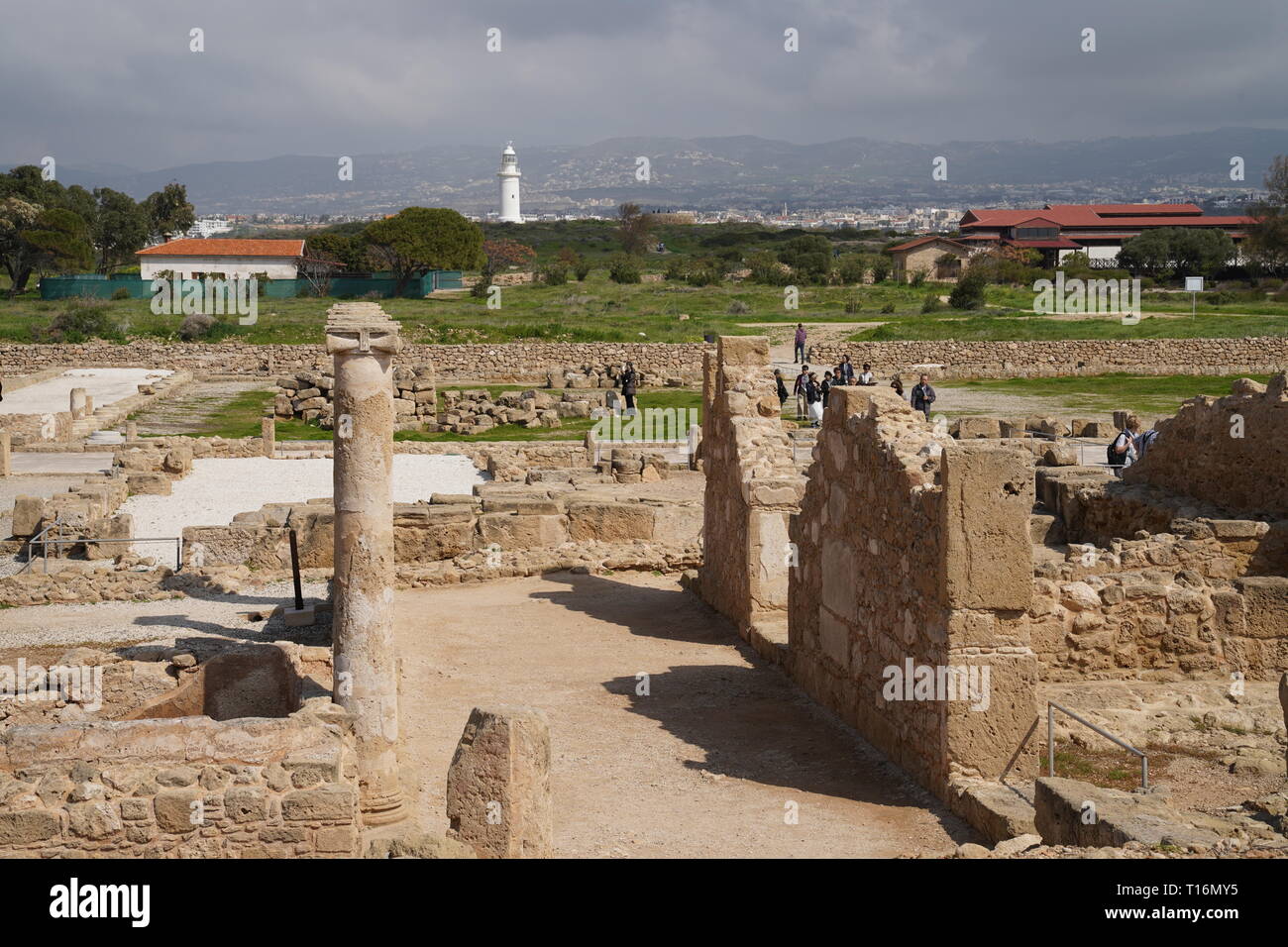 Paphos Parco Archeologico copre la maggior parte dei più importanti il greco antico e la città romana ed è un sito Patrimonio Mondiale dell'UNESCO. Foto Stock
