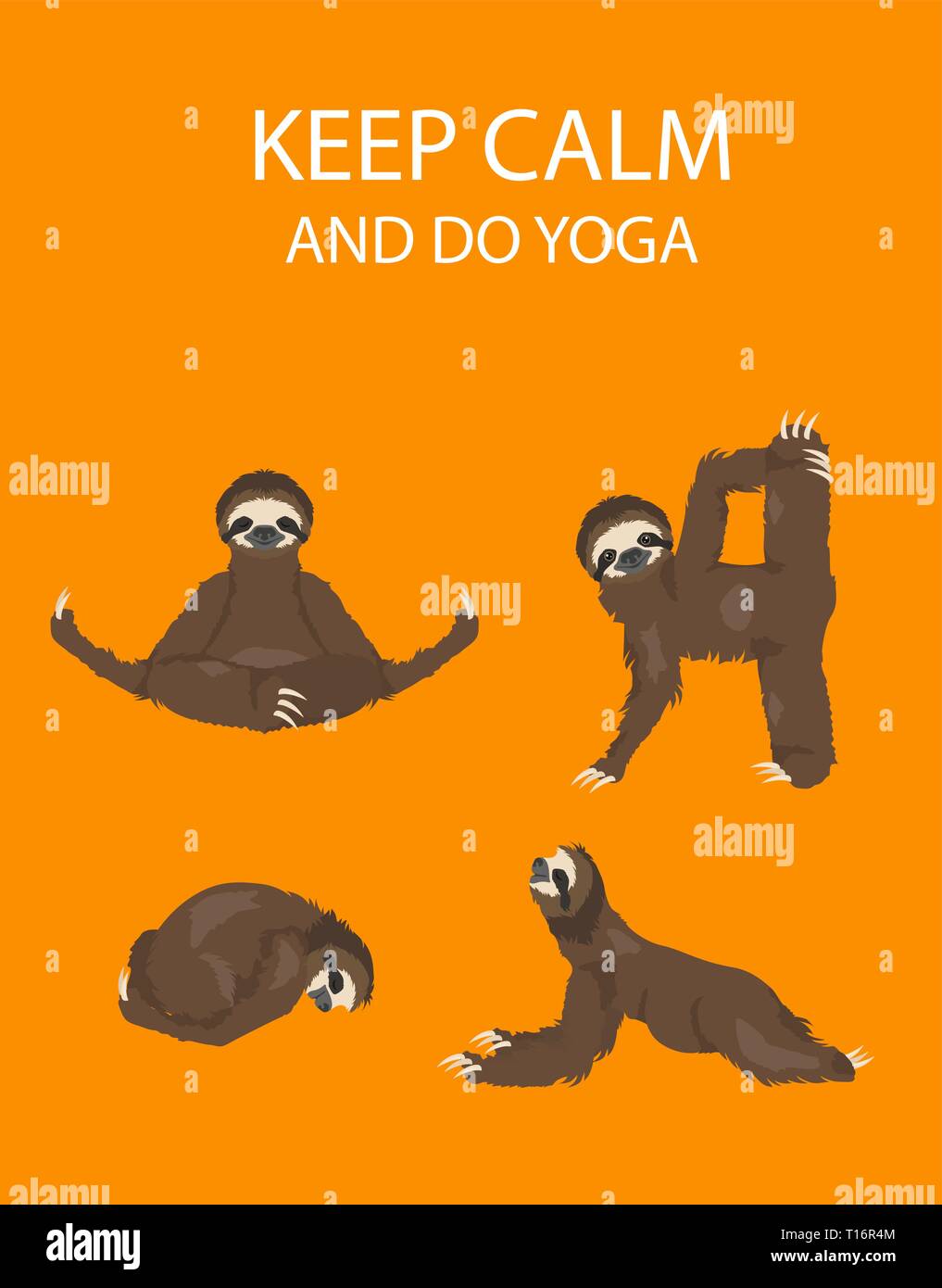 Bradipo yoga collezione. Funny cartoon animali in posture diverse set. Illustrazione Vettoriale Illustrazione Vettoriale