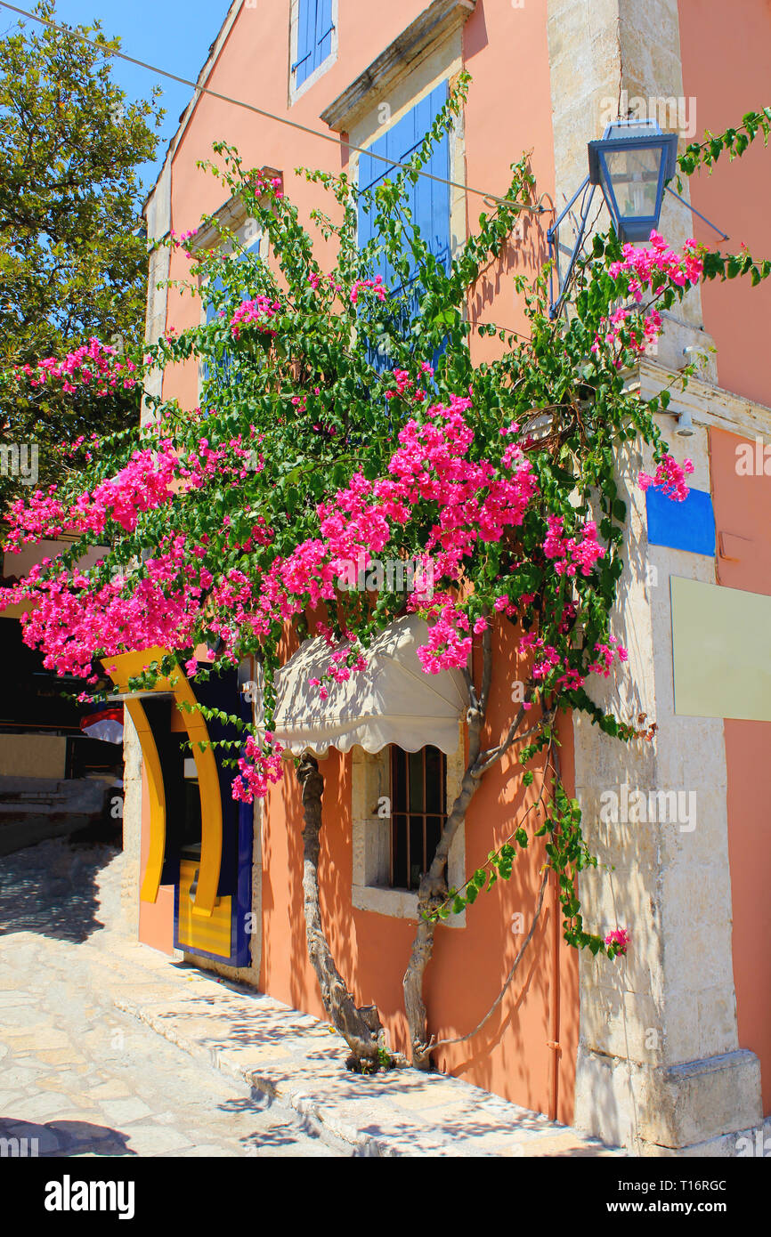 Fiskardo Village di Cefalonia, Grecia. Foto Stock