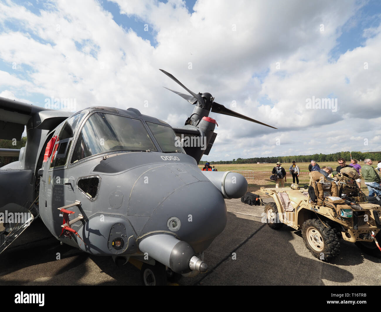 Kleine-Brogel, Belgio - 08 Settembre 2018: Immagine di un Osprey CV-22 della US Air Force in corrispondenza di un'esibizione aerea in Belgio. Foto Stock