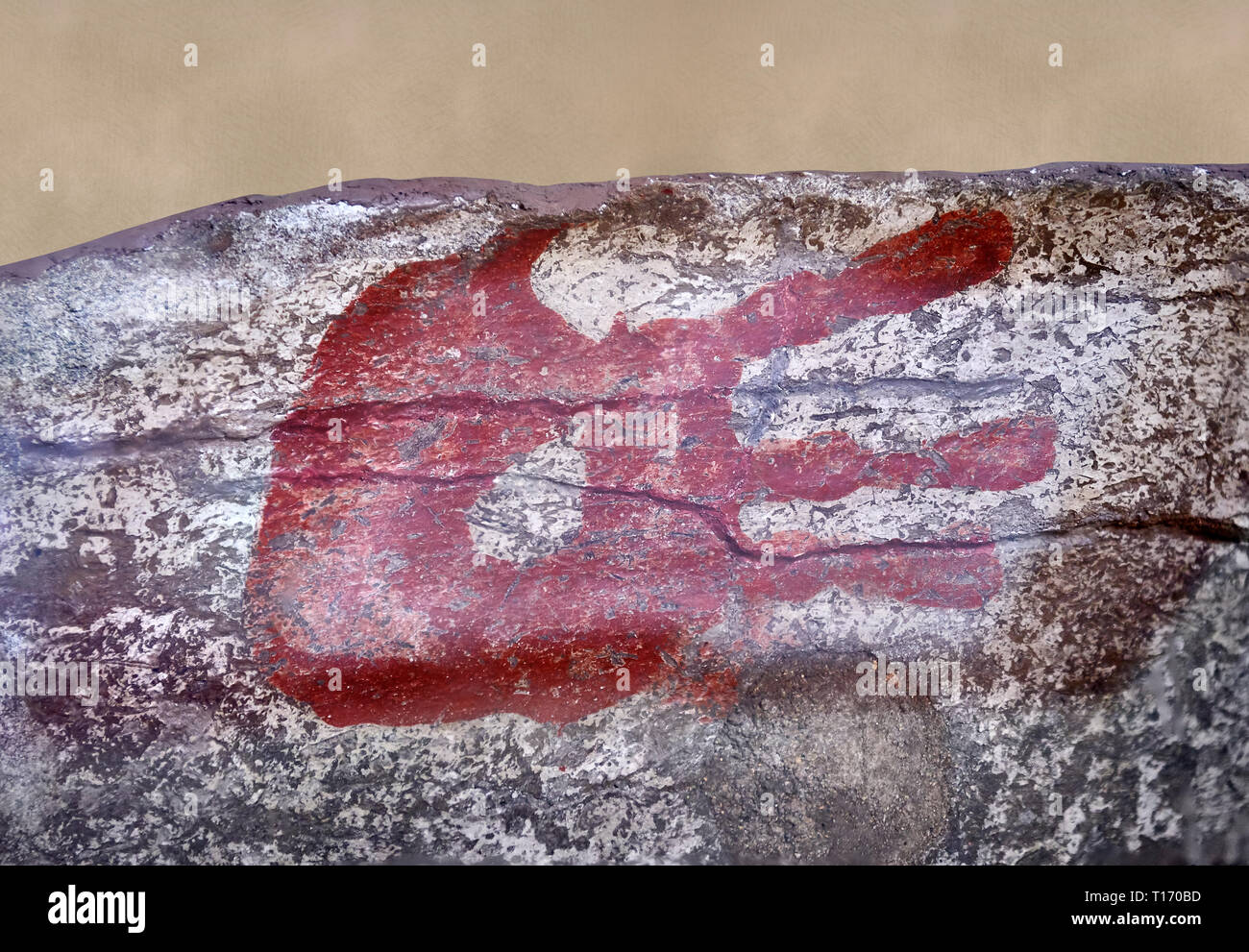 Il neolitico decorativi stampa a mano dalla parete interna di una casa. 7000 BC a 5000 BC . Raccolta Catalhoyuk, Konya Museo Archeologico, Turchia Foto Stock