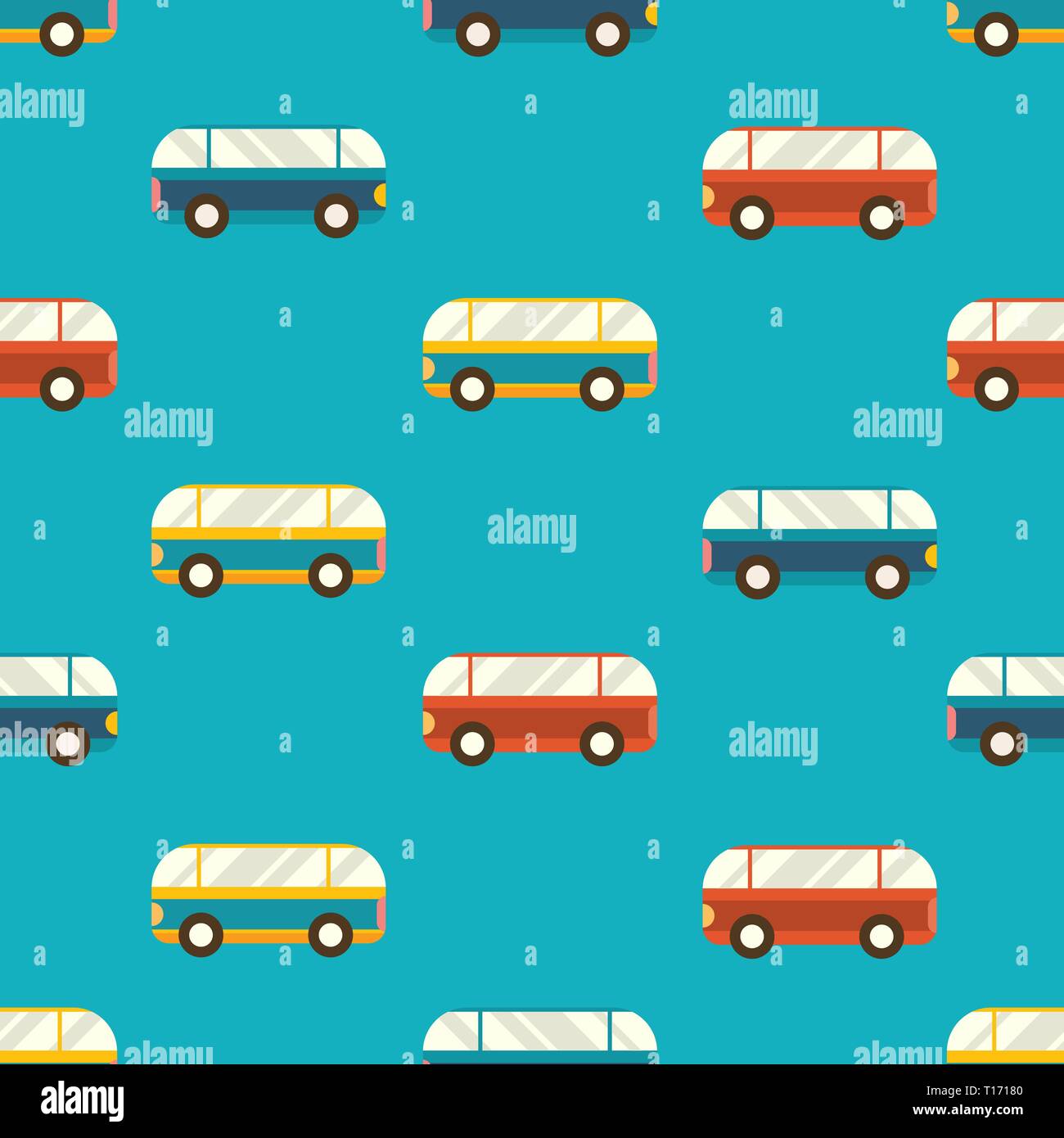 Seamles Pattern con autobus. Illustrazione Vettoriale Illustrazione Vettoriale