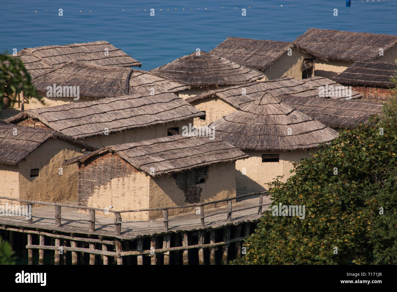 ; Ohrid Macedonia; insediamento preistorico nella baia di ossa vicino Gradishte sul lago di Ohrid; subacqueo ricerca archeologica Foto Stock