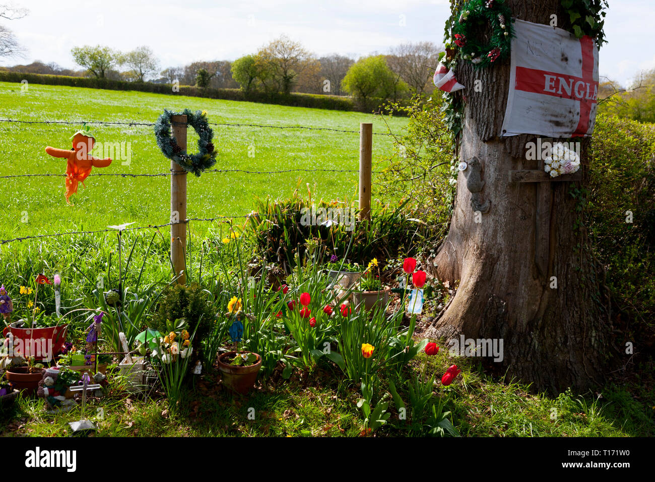 Santuario,memorial,a,Road,incidente,vittima,vittime,Inghilterra, Foto Stock