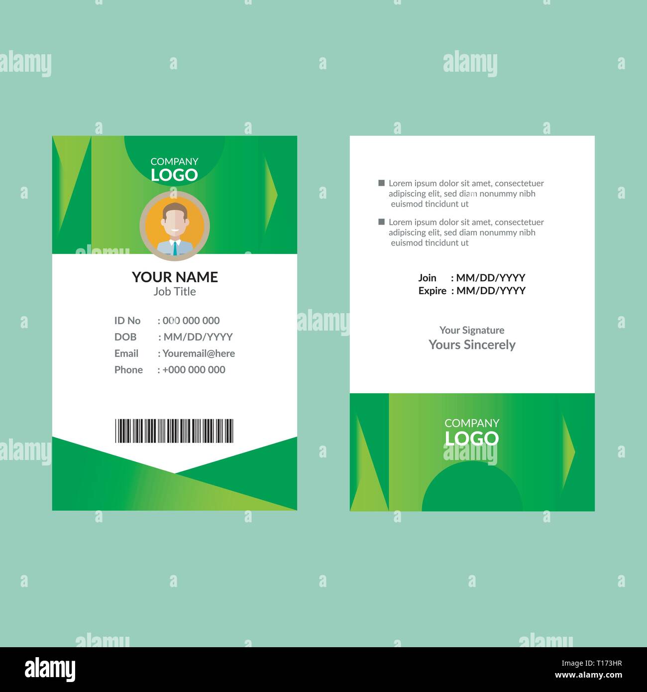 Green ID card Illustrazione Vettoriale