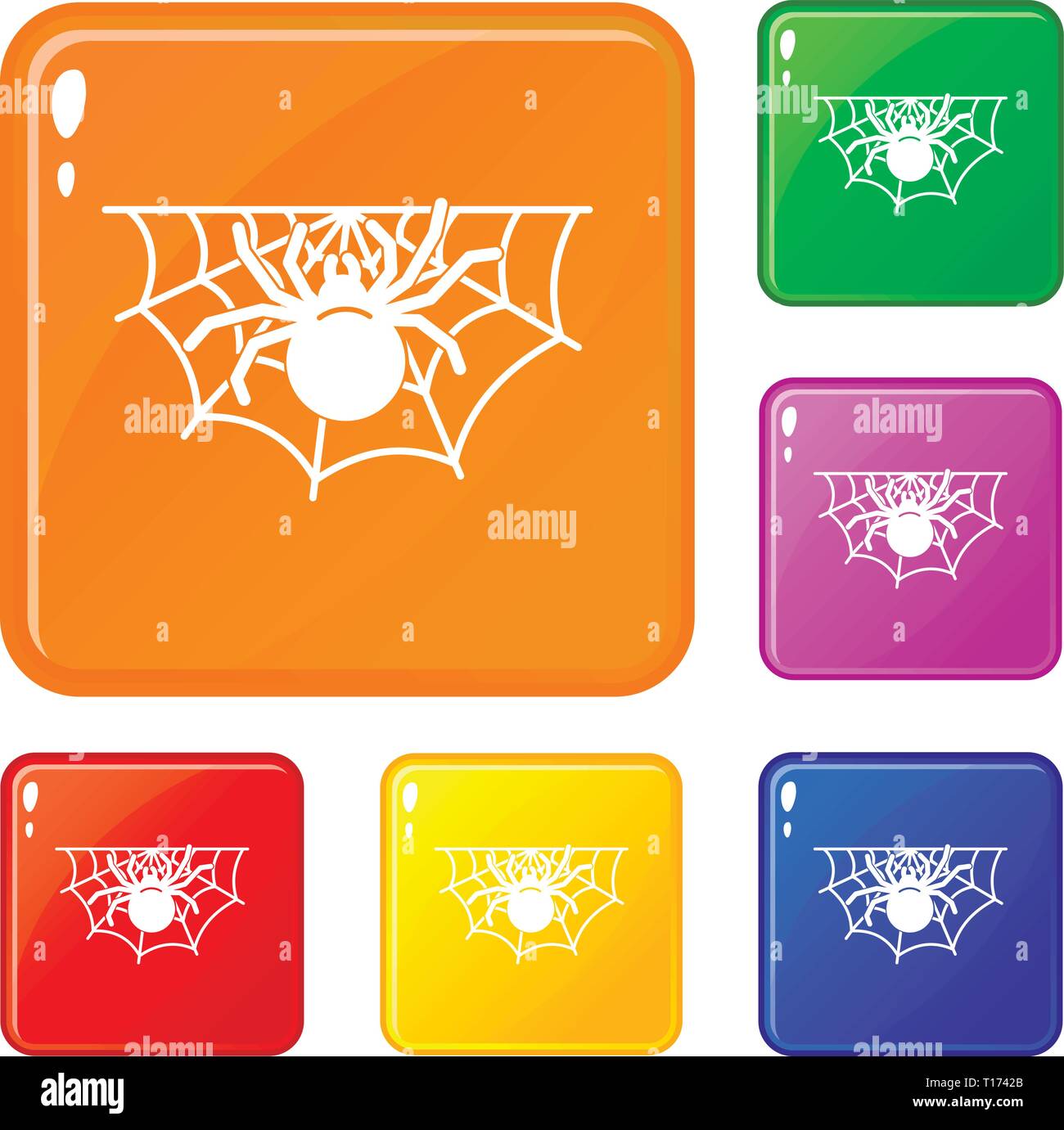 Spider home set di icone a colori del vettore Illustrazione Vettoriale