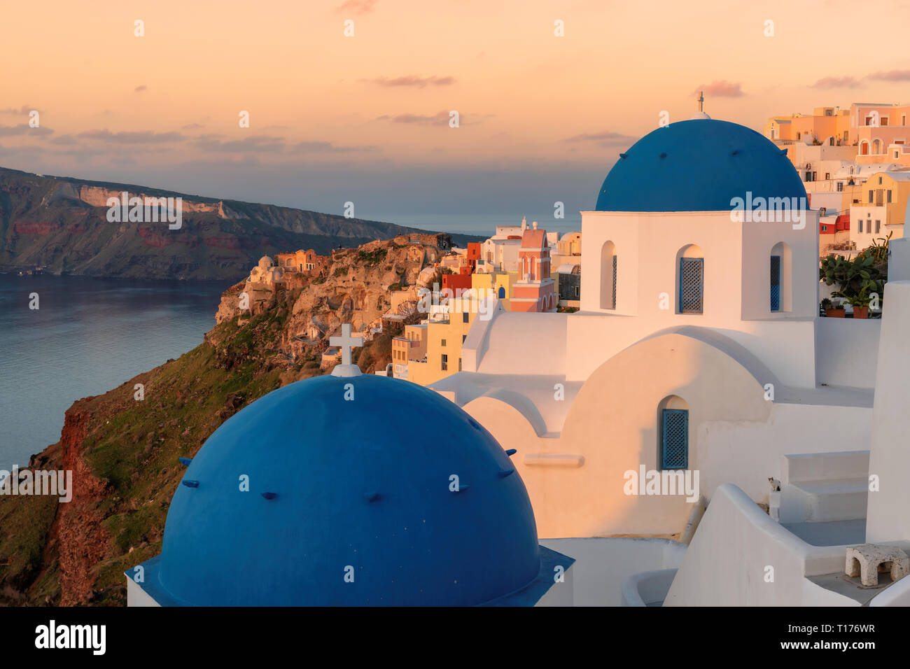 Sunrise a Santorini Island, Grecia Foto Stock