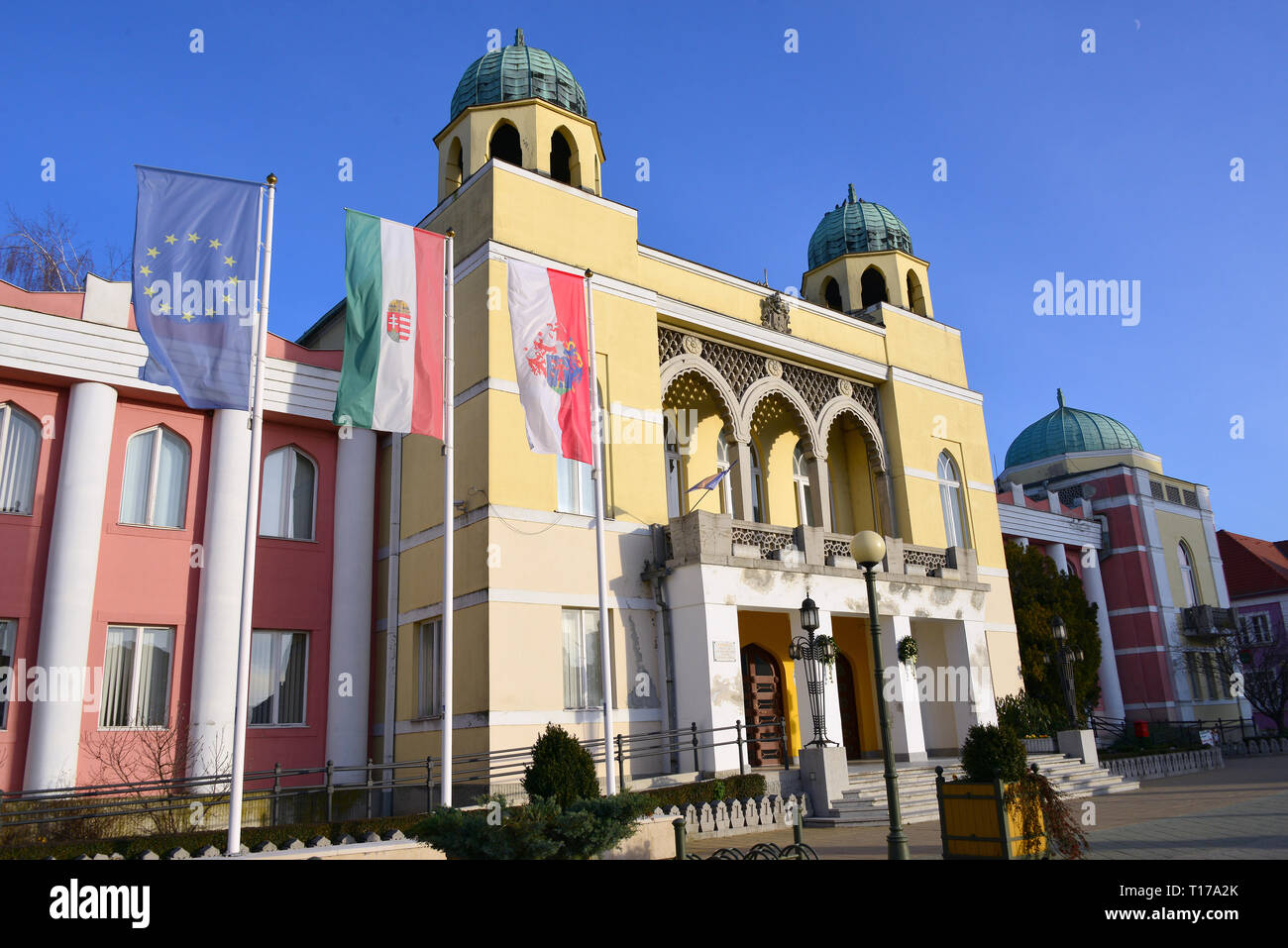 Town Hall, Mohacs, Ungheria. Varoshaza, Mohacs, Magyarorszag. Foto Stock